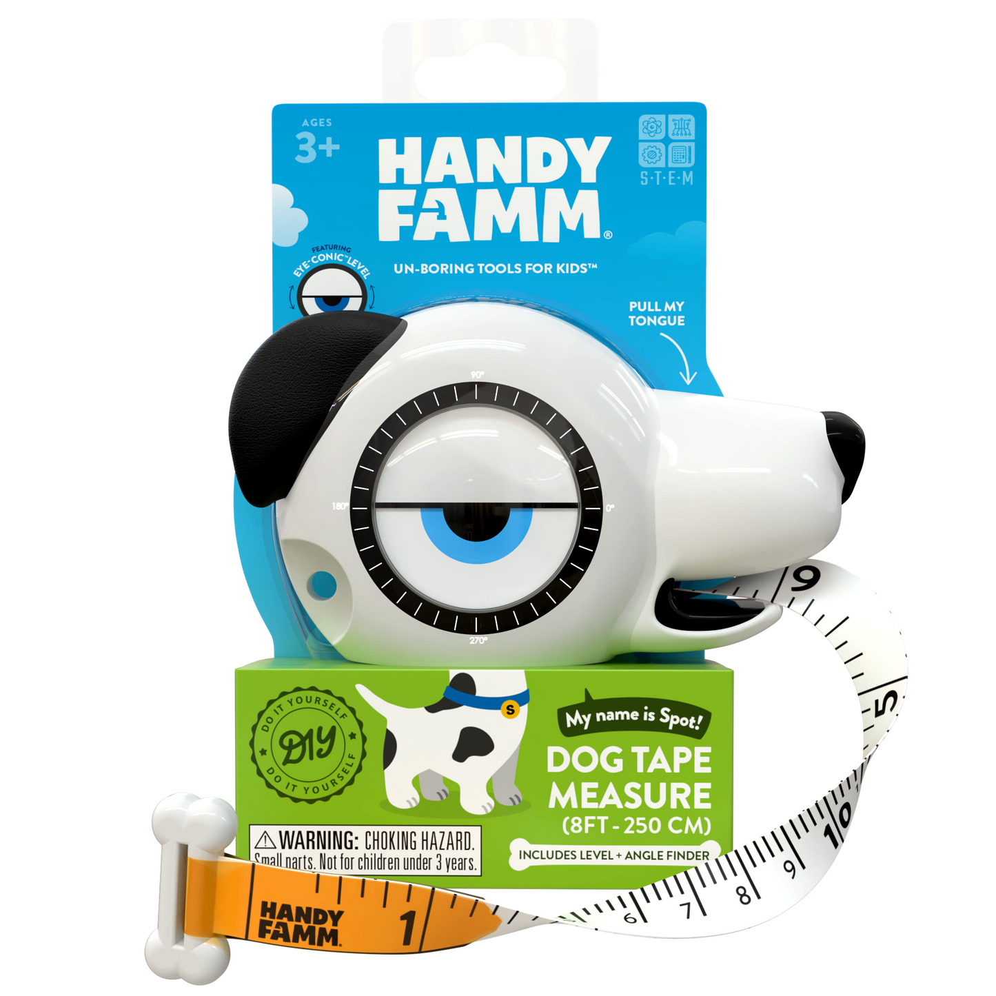 Handy Famm - 4-in-1 STEM Tape Measure / Construction Tool - Dog - "Spot"