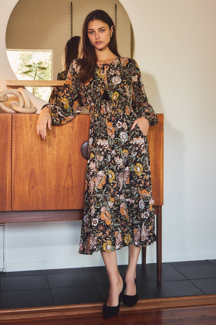 Oddi - Floral Print Midi Dress