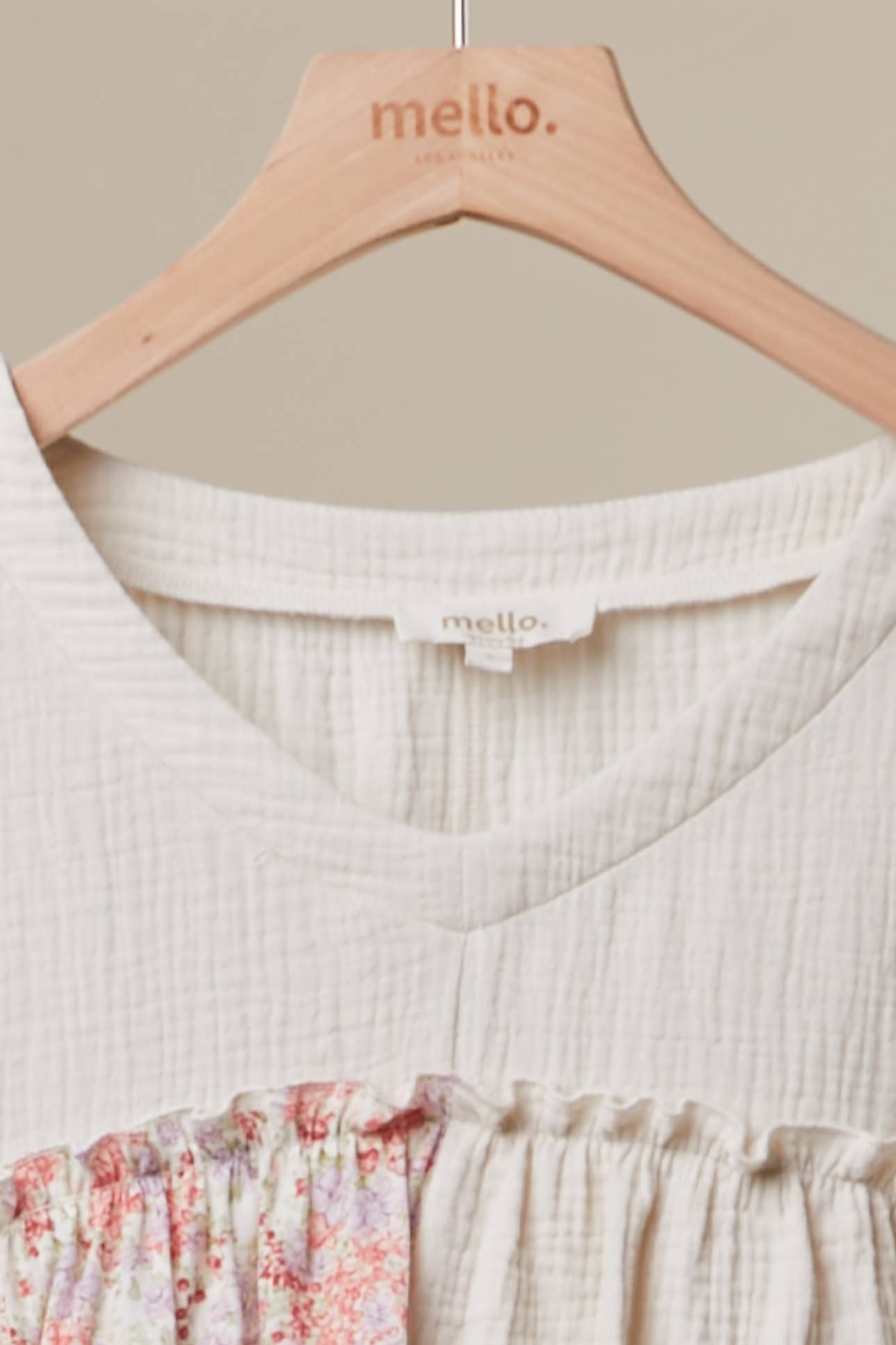 Mello. - Vintage Patchwork Ruffle Hem Top