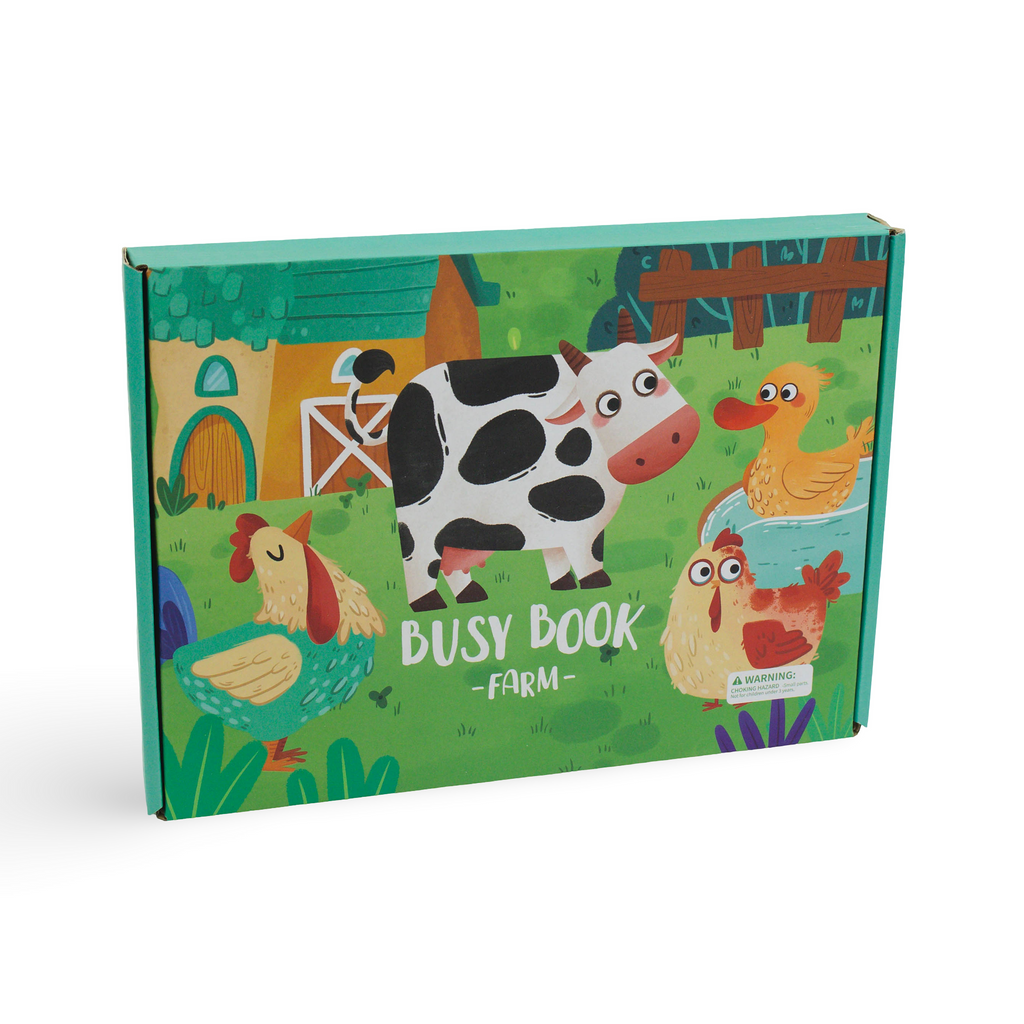 Spirit 'N Sprout - Farm Busy Book for Toddlers - Preassembled with Zipper Pouch - Velcro Matching Activity Book