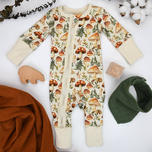 Earthy - Organic Cotton Baby Pajamas 2-Way Zip Front Zipper Sleeper, Anise