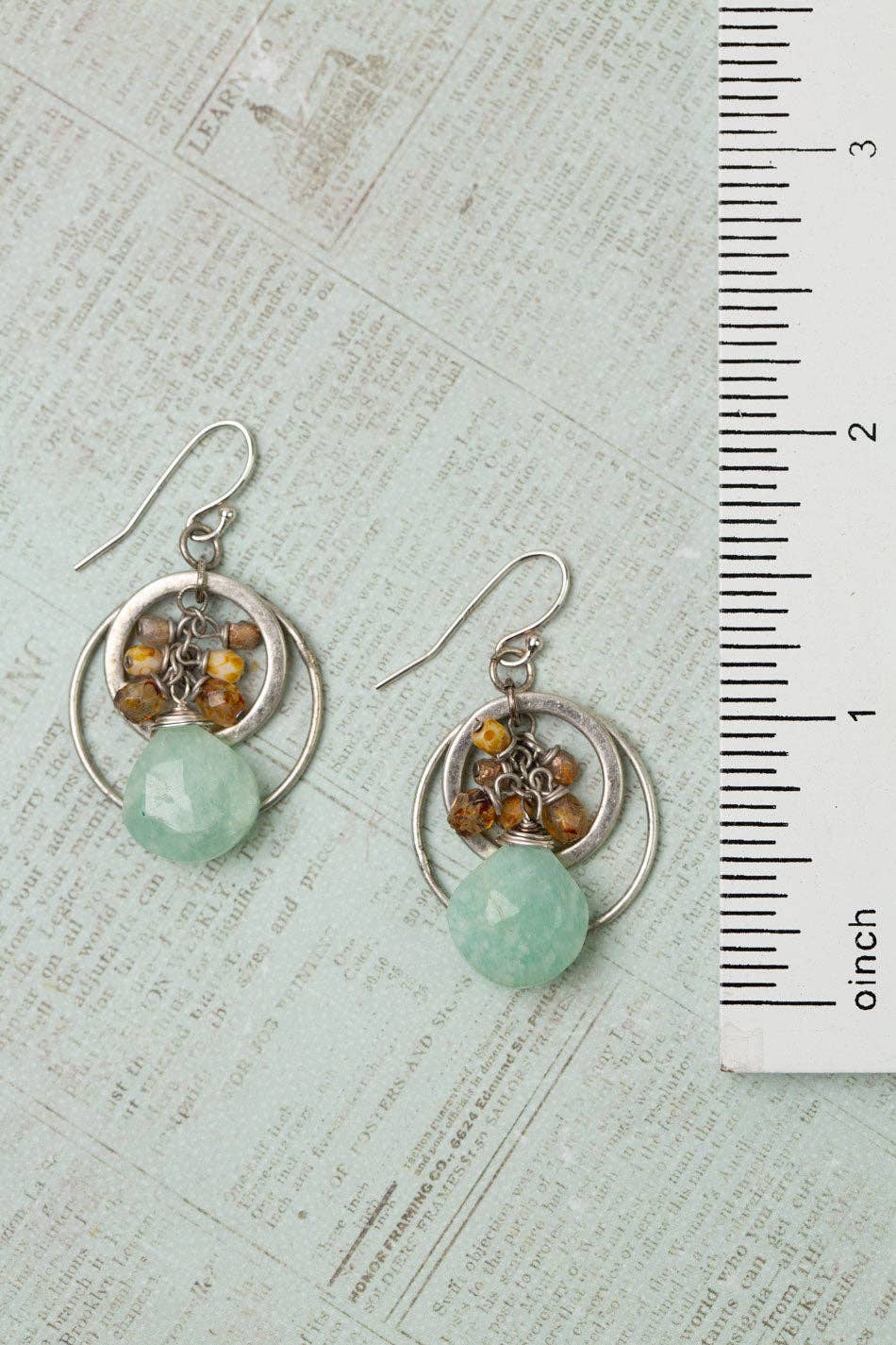 Anne Vaughan Designs Jewelry - Wisdom Within Faceted Czech Glass With Amazonite Briolette Cluster Earrings