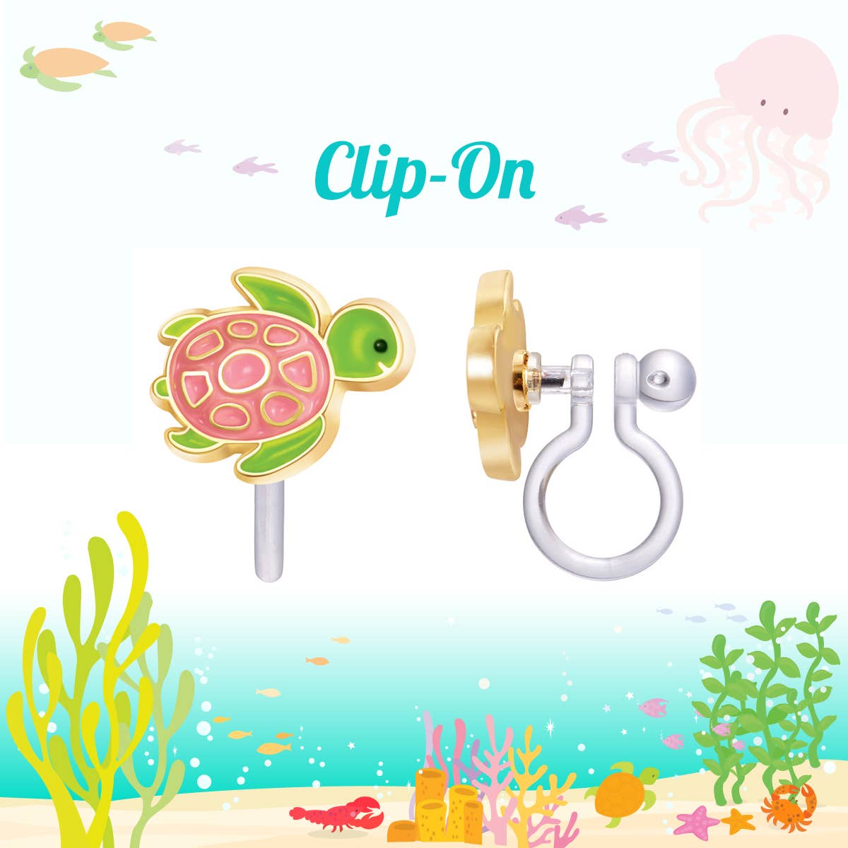Girl Nation - CLIP ON Cutie Earrings- Turtle-y Awesome