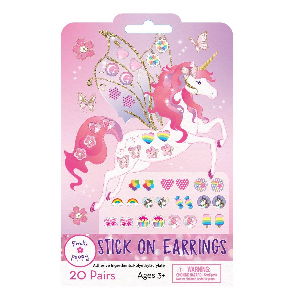 20 Pairs Unicorn Princess Stick On Earrings