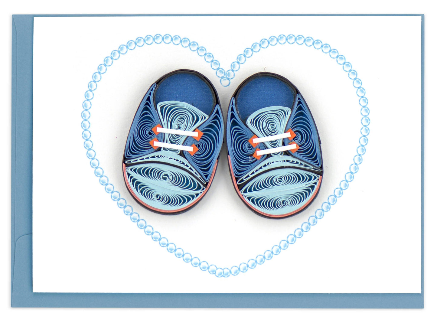 Quilling Card - Blue Baby Booties Gift Enclosure Mini Card