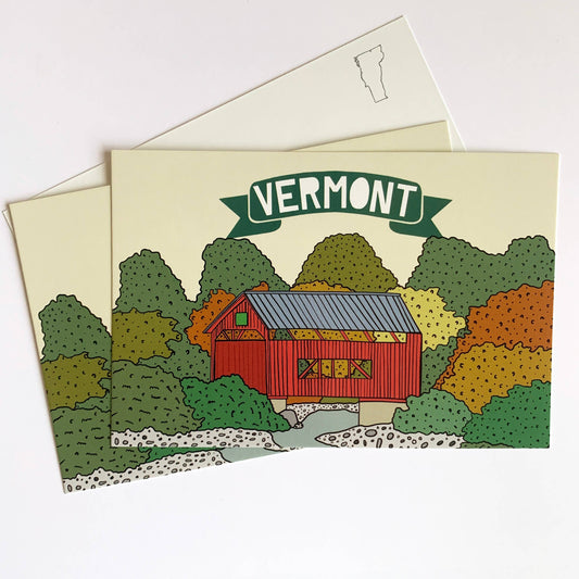 Made by Nilina - Vermont Covered Wooden Bridge Postcard New England Souvenir