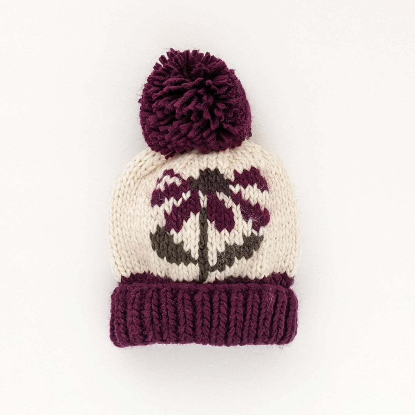 Huggalugs - Coneflower Plum Hand Knit Beanie Hat