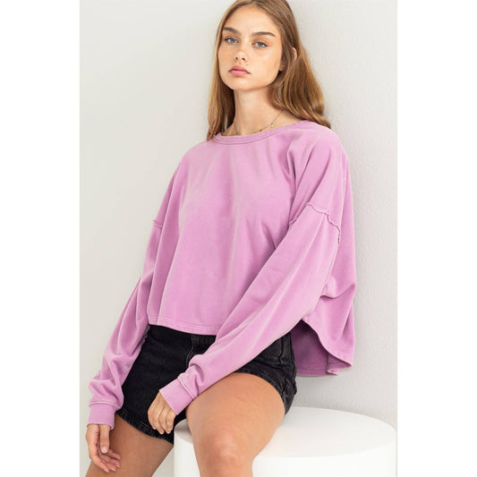 LEISURE LOVING OVERSIZED SWEATSHIRT: VINTAGE PLUM / S