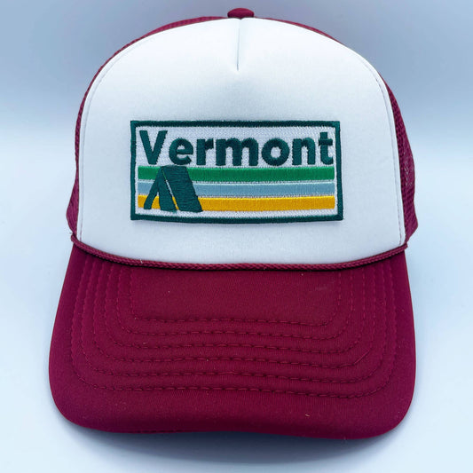 Hey Mountains - Vermont Hat Adult - Retro Camping Vermont Trucker Hat