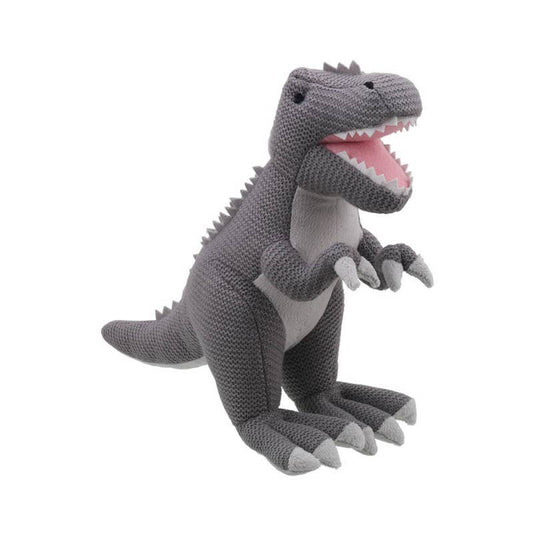 The Puppet Company (US) - Wilberry Knitted: T-Rex (Grey - Medium)