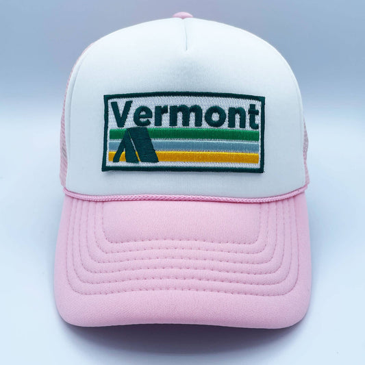 Hey Mountains - Vermont Hat Adult - Retro Camping Vermont Trucker Hat