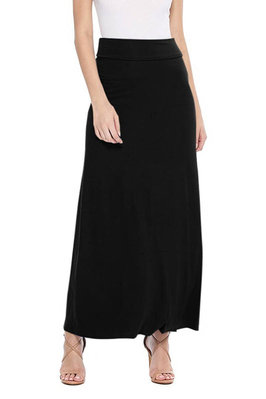 Solid Color Basic Casual Knit Long Maxi Skirt