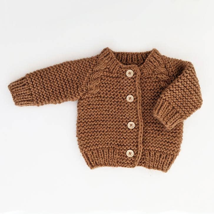 Huggalugs - Pecan Garter Stitch Cardigan Sweater