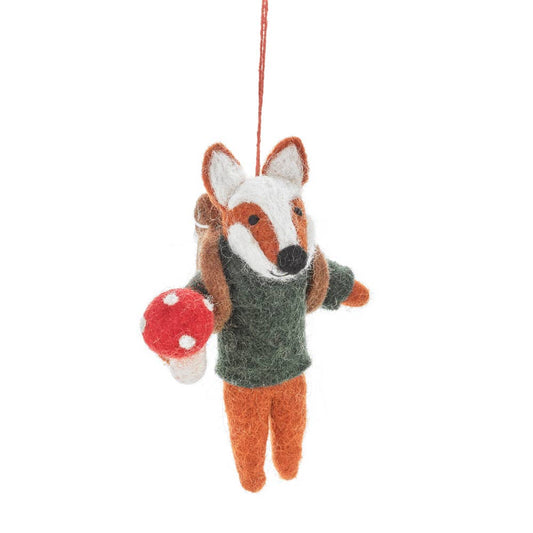 Handmade Felt Frankie Foraging Fox Decoration