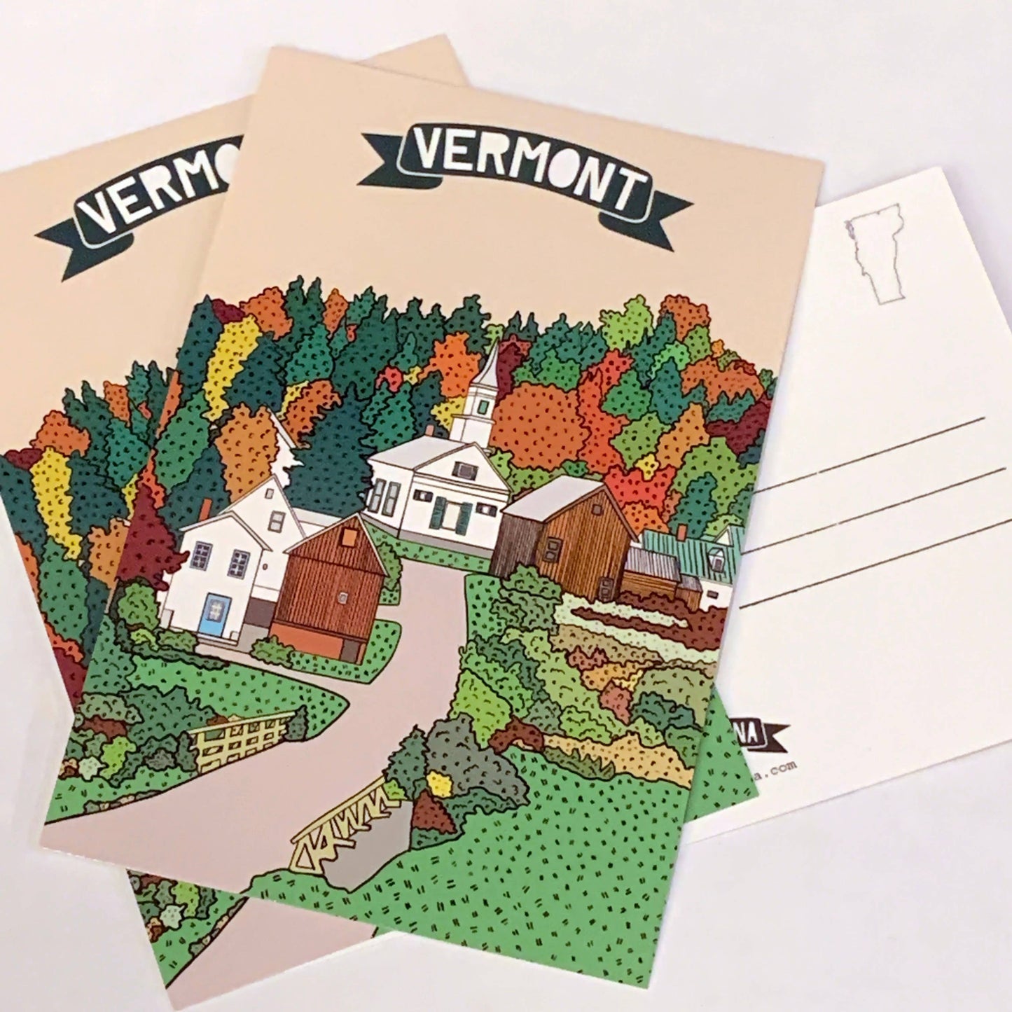 Made by Nilina - Vermont Autumn Township Postcard - New England Fall Souvenir