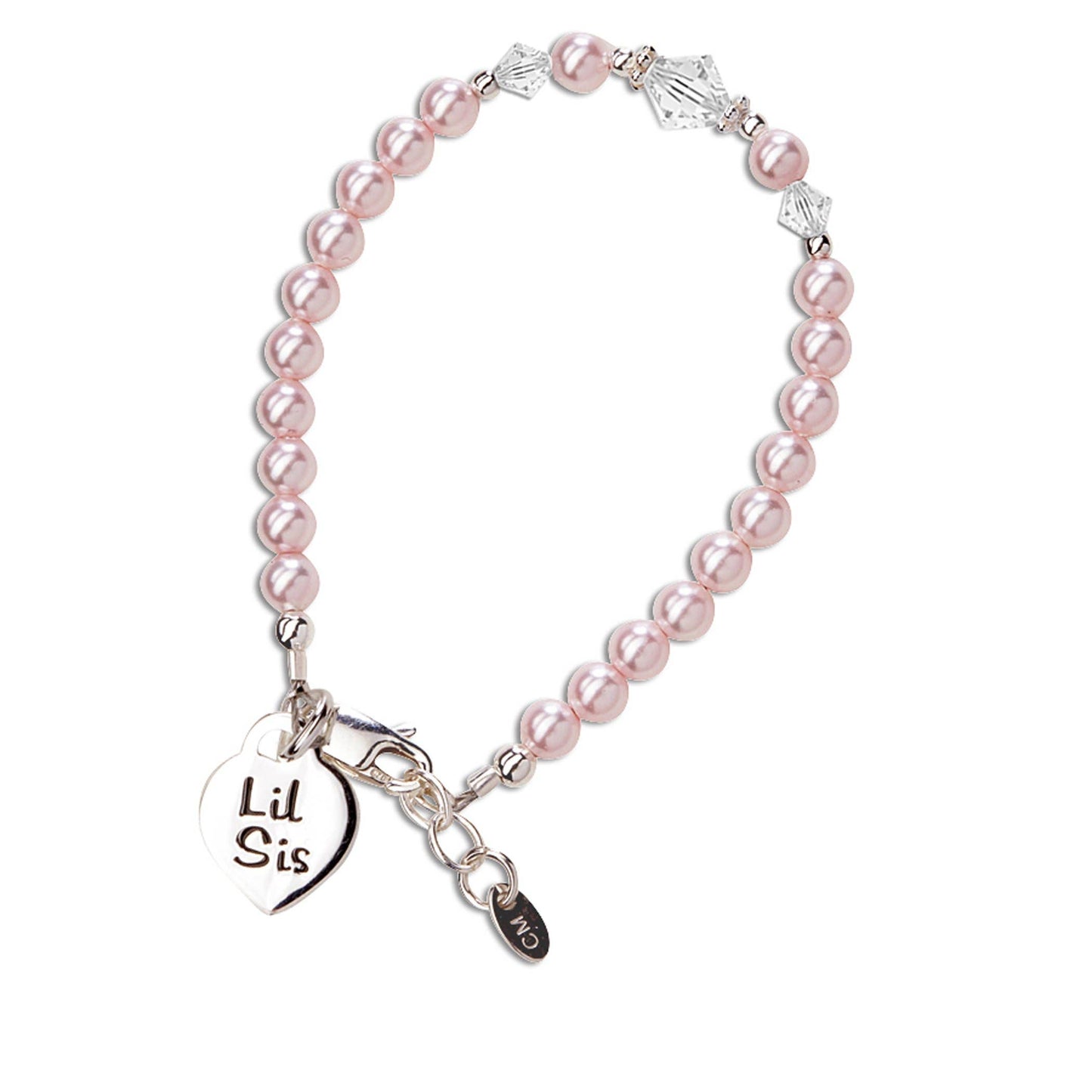Cherished Moments - Sterling Silver Little Sister Bracelet with Heart Baby Gift