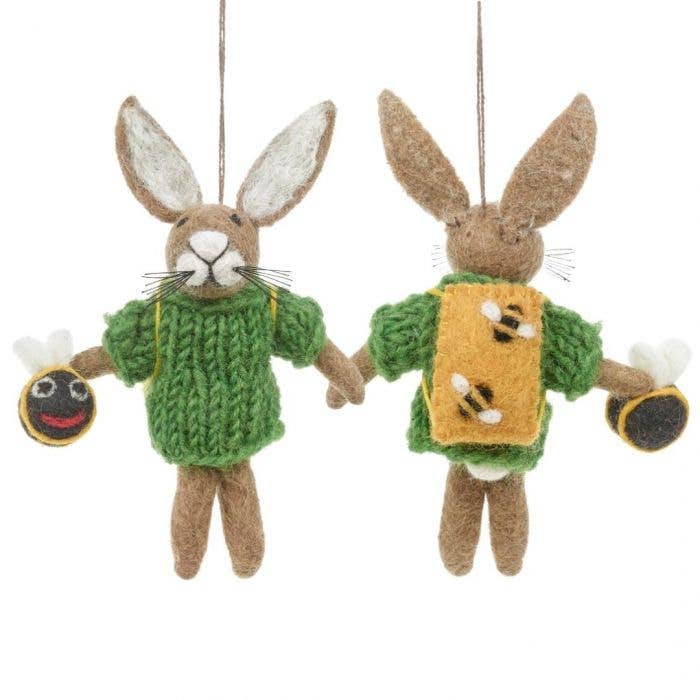 Handmade Felt Billy Bumblebee Hare Hanging Decoration