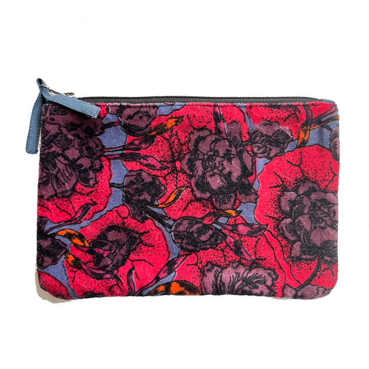 Napoli Velvet Pouch Vintage Poppies Pink: 7.5" by 5" / Poppies Pink