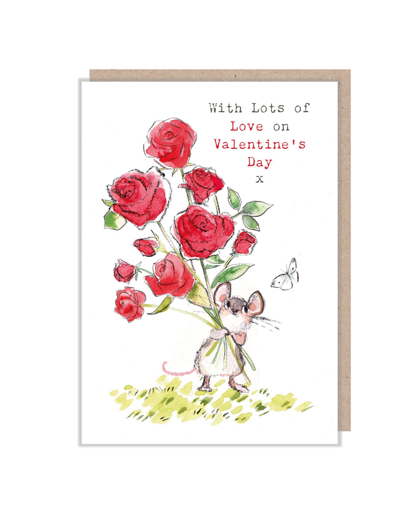 Paper Shed Design Ltd - Love On Valentines Day Card- Mouse With Red Roses