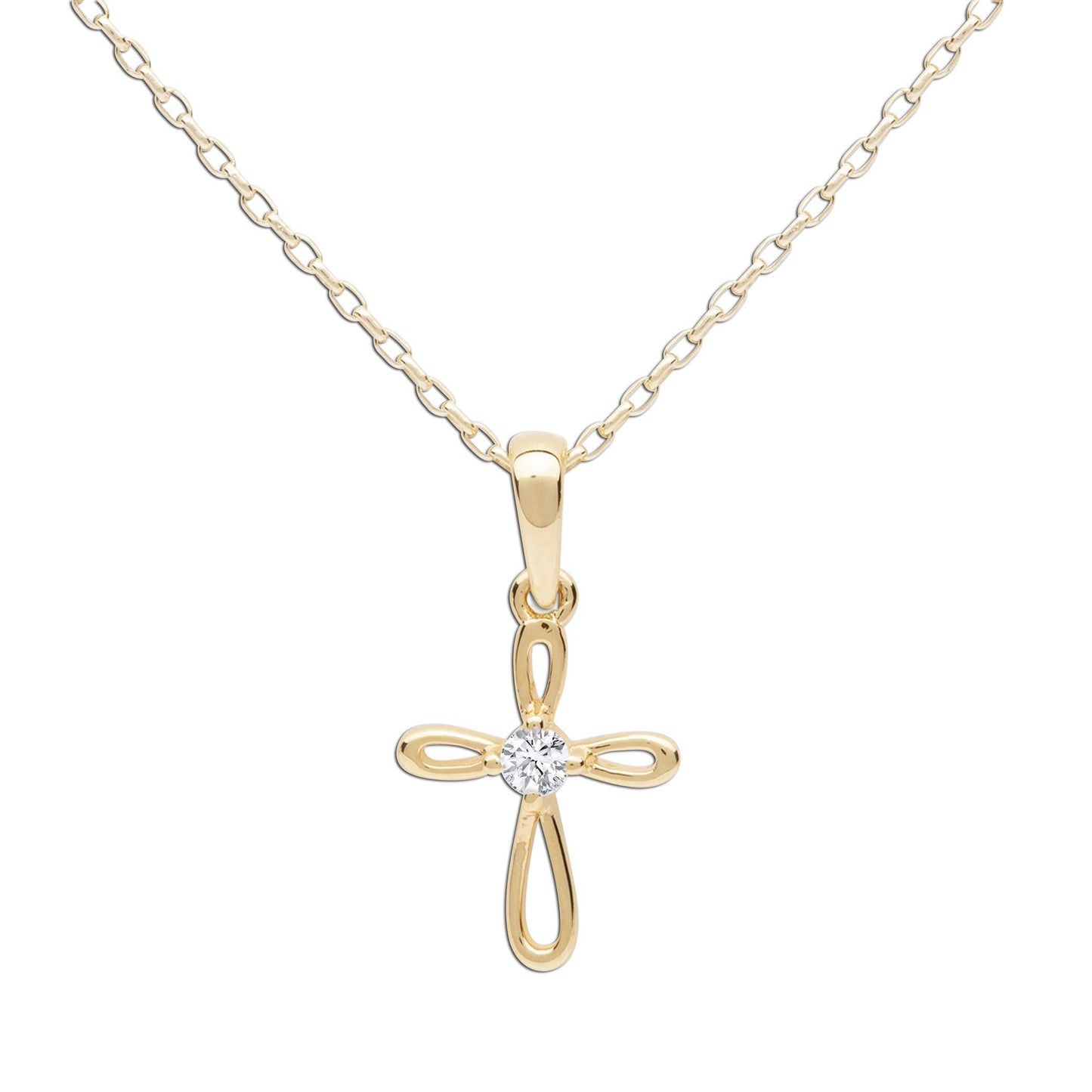 Cherished Moments - 14K Gold-Plated Kids Cross Open Infinity Children's Necklace